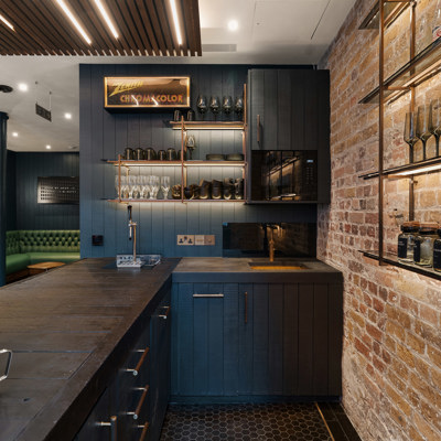 Bar Area with natural brick wall 