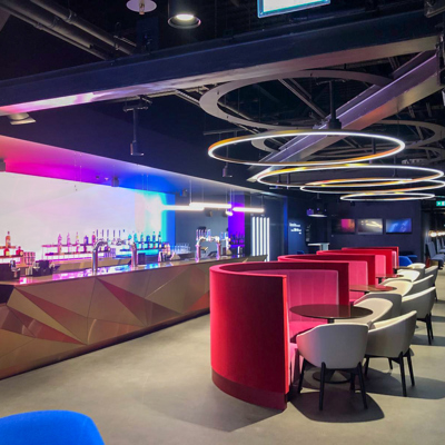 Red and Pink Velvet VIP Booth Seating