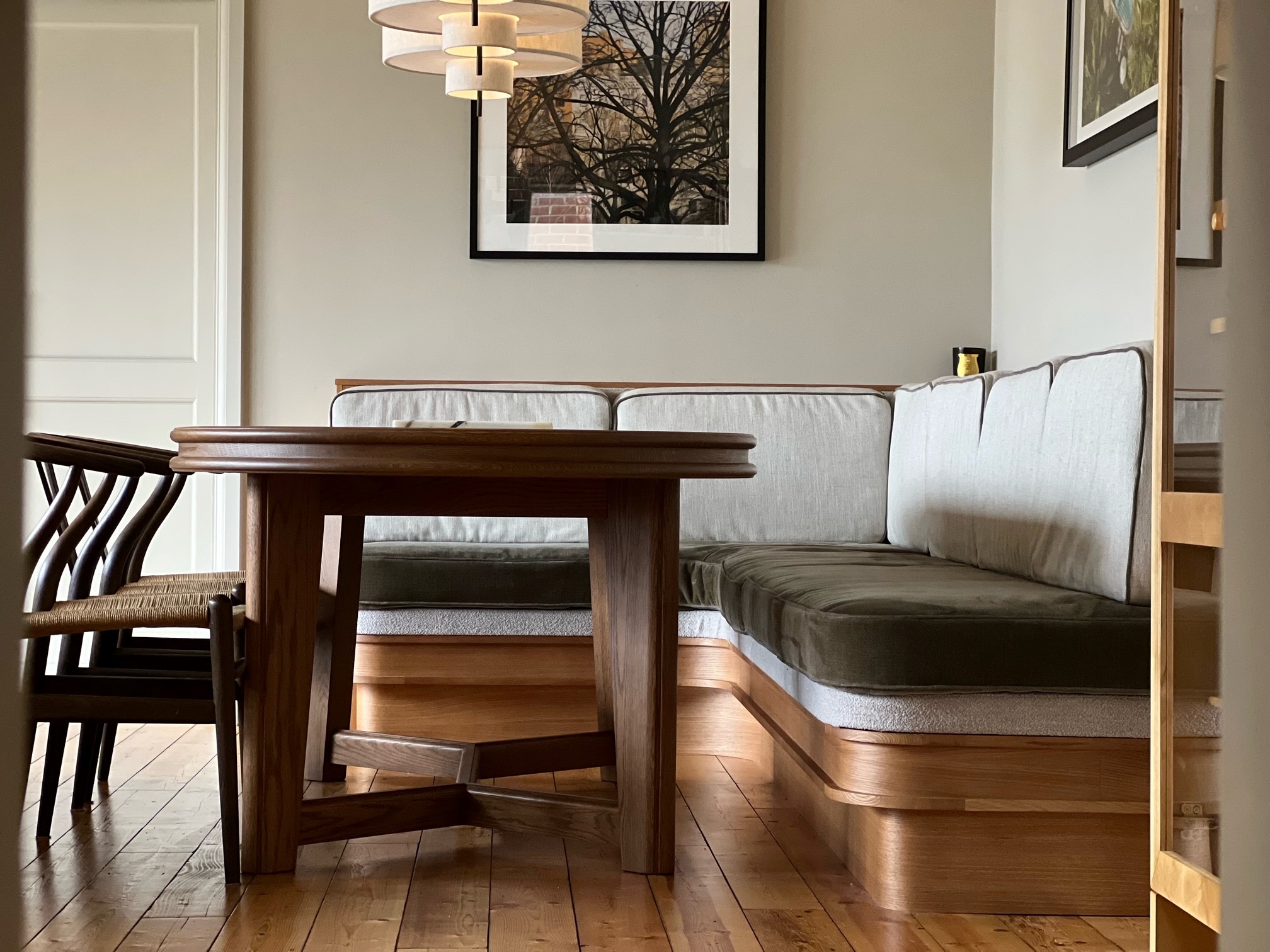 Wooden store booth seating