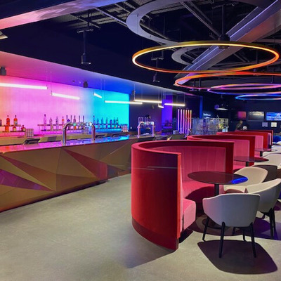 Red and Pink Velvet VIP Booth Seating