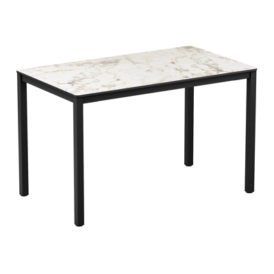 Extrema Dining Height Table Rectangular Carrara Marble Black Base