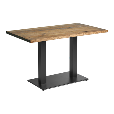 Windsor Dining Height Table Rectangular Rustic Antique Black Base 120Cm X 70Cm