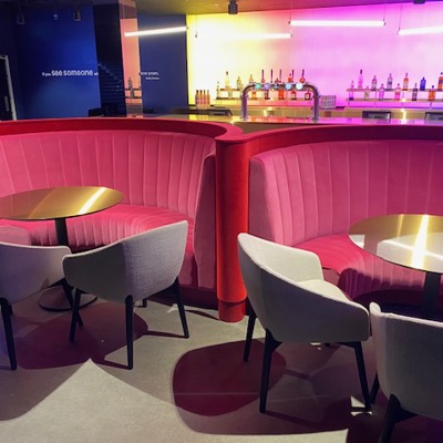 Red and Pink Velvet VIP Booth Seating