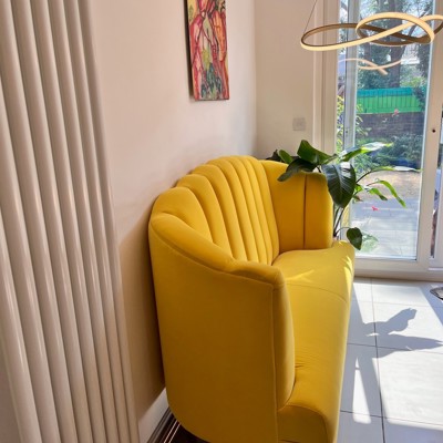 Yellow Velvet Freestanding fluted Sofa