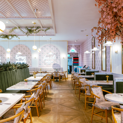 Fluted Banquette in Green Velvet within Restaurant