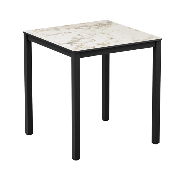 Extrema Dining Height Table Square Carrara Marble Black Base