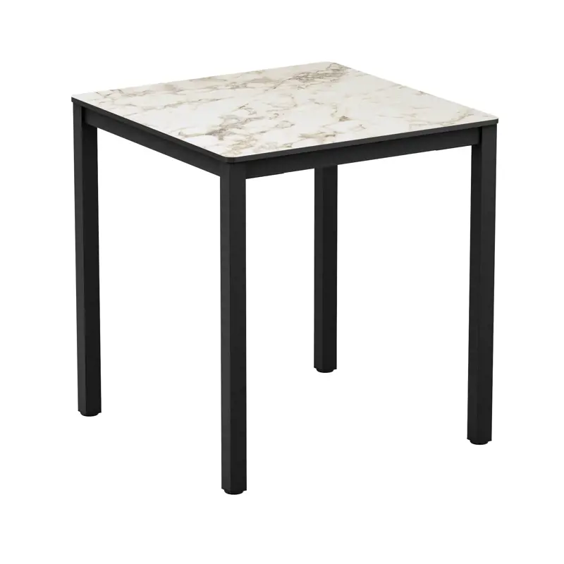 Extrema Dining Height Table Square Carrara Marble Black Base