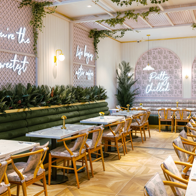 Rollback Green Velvet Seating in restaurant environment